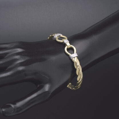 9ct Yellow And White Gold Double Loop Bangle - Image 2