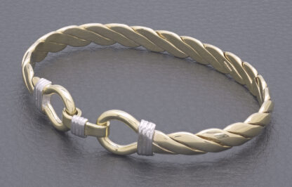 9ct Yellow And White Gold Double Loop Bangle - Image 3