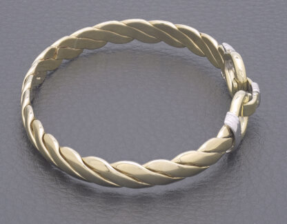 9ct Yellow And White Gold Double Loop Bangle - Image 4