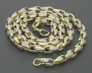 9ct Yellow Gold Gemstone Tulip Chain 35&#8243; 8mm