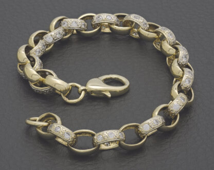 9ct Yellow Gold Cubic Zirconia Belcher Bracelet 9.5" 9mm - Image 3