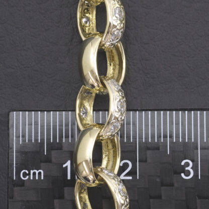 9ct Yellow Gold Cubic Zirconia Belcher Bracelet 9.5" 9mm - Image 2