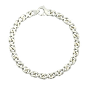 9ct White Gold Fancy Curb Bracelet 7.5&#8243; 6mm