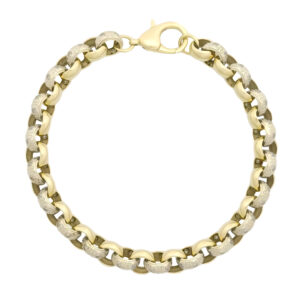 9ct Yellow And White Gold Gemstone Belcher Bracelet 7&#8243; 7mm