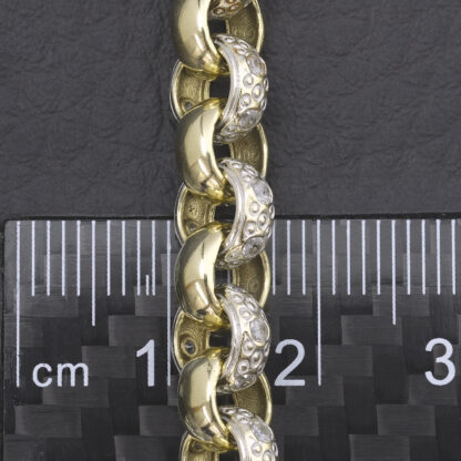 9ct Yellow And White Gold Gemstone Belcher Bracelet 7" 7mm - Image 2