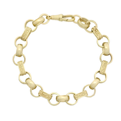 9ct Yellow Gold Gypsy Link Bracelet 9″ 11mm