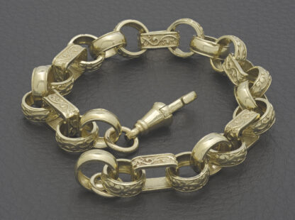 9ct Yellow Gold Gypsy Link Bracelet 9″ 11mm - Image 3