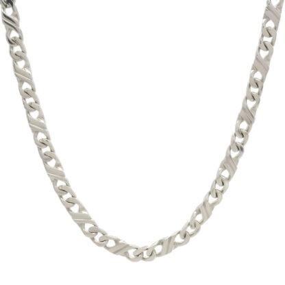 18ct White Gold Fancy Curb Chain 24" 4.5mm