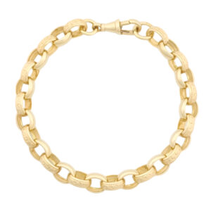 9ct Yellow Gold Patterned Belcher Bracelet 8.5&#8243; 9mm