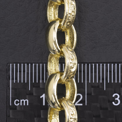 9ct Yellow Gold Patterned Belcher Bracelet 8.5" 9mm - Image 4