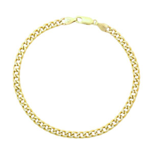 9ct Yellow Gold Diamond Cut Curb Bracelet 8.5&#8243; 4mm