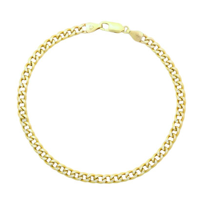 9ct Yellow Gold Diamond Cut Curb Bracelet 8.5" 4mm