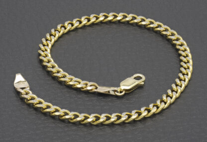 9ct Yellow Gold Diamond Cut Curb Bracelet 8.5" 4mm - Image 3