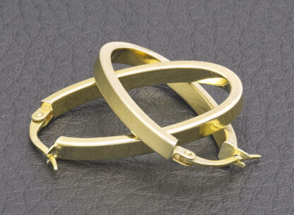 9ct Yellow Gold Oval Hoop Earrings - Image 3