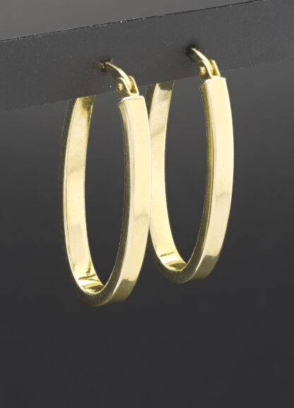 9ct Yellow Gold Oval Hoop Earrings - Image 4