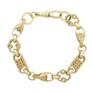 9ct Yellow Gold Tulip Stars And Bars Bracelet 7&#8243; 5mm