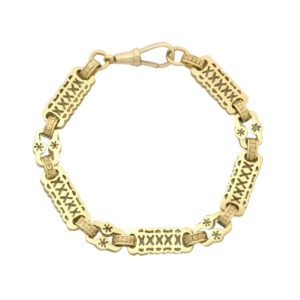 9ct Yellow Gold Stars &#038; Bars Bracelet 7.5&#8243; 4mm