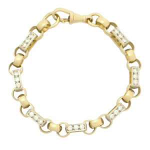 9ct Yellow Gold Gemstone Gypsy Link Bracelet 8&#8243; 8mm