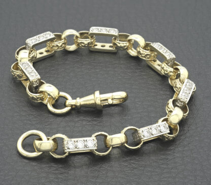 9ct Yellow Gold Gemstone Gypsy Link Bracelet 8" 8mm - Image 4