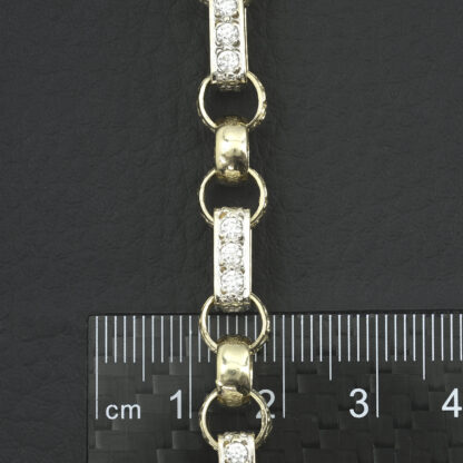 9ct Yellow Gold Gemstone Gypsy Link Bracelet 8" 8mm - Image 2