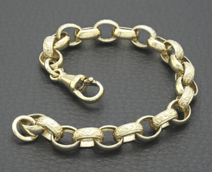 9ct Yellow Gold Patterned Belcher Bracelet 7.5" 9.5mm - Image 2