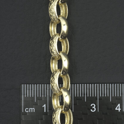 9ct Yellow Gold Patterned Belcher Bracelet 7.5" 9.5mm - Image 3