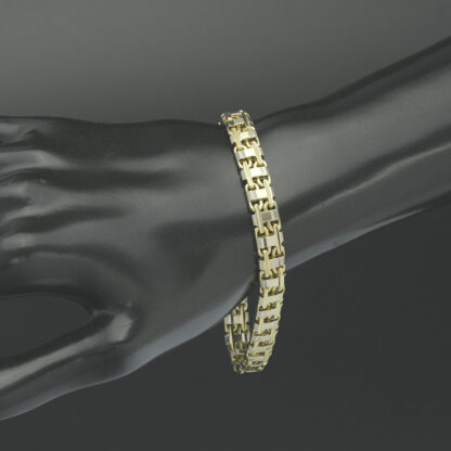 9ct Yellow And White Gold Flat Cage Bracelet 8'' 8mm - Image 4