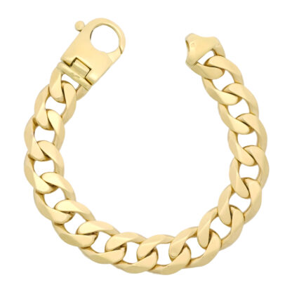 9ct Yellow Gold Curb Bracelet 8.5" 14mm