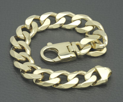 9ct Yellow Gold Curb Bracelet 8.5" 14mm - Image 3
