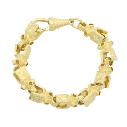 9ct Yellow Gold Lego Bracelet 8" 12mm