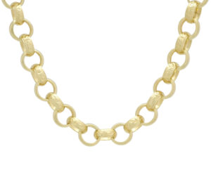 9ct Yellow Gold Patterned Belcher Chain 18&#8243; 10.5mm