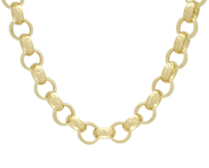 9ct Yellow Gold Patterned Belcher Chain 18" 10.5mm