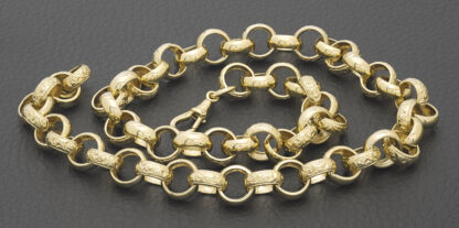 9ct Yellow Gold Patterned Belcher Chain 18" 10.5mm - Image 2