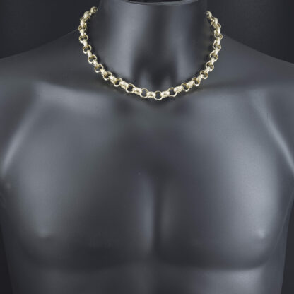 9ct Yellow Gold Patterned Belcher Chain 18" 10.5mm - Image 3