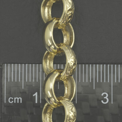 9ct Yellow Gold Patterned Belcher Chain 18" 10.5mm - Image 4