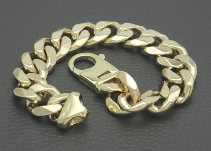9ct Yellow Gold Curb Bracelet 9" 16mm - Image 3