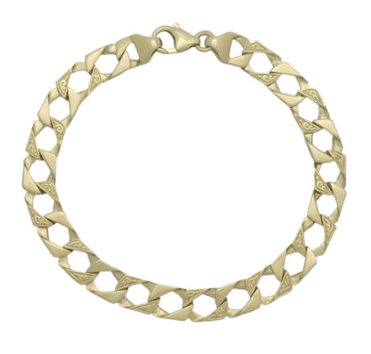 9ct Yellow Gold Patterned Curb Bracelet 8" 8mm