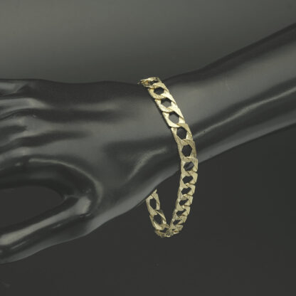 9ct Yellow Gold Patterned Curb Bracelet 8" 8mm - Image 4