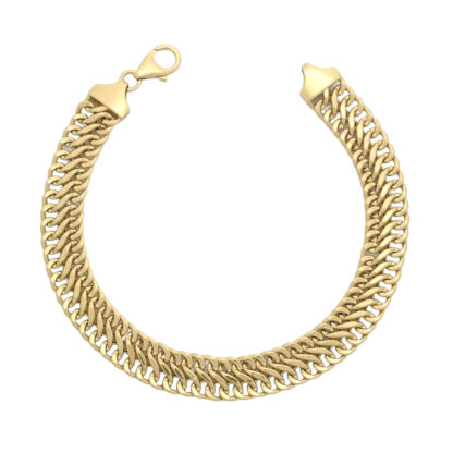 9ct Yellow Gold Double Curb Bracelet 7'' 8mm