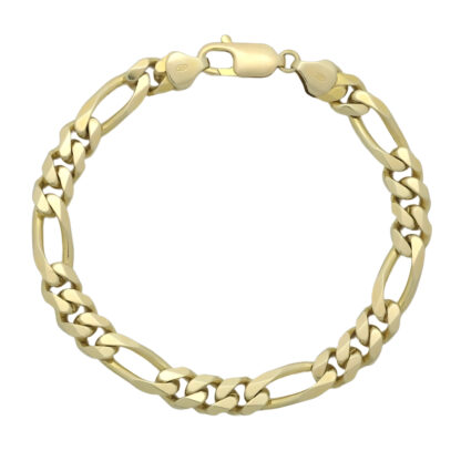 9ct Yellow Gold Figaro Bracelet 8" 7.5mm