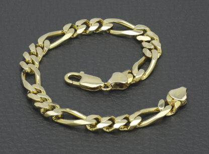 9ct Yellow Gold Figaro Bracelet 8" 7.5mm - Image 3