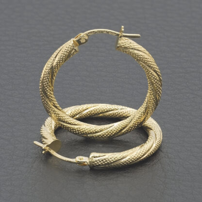 9ct Yellow Gold Hoop Earrings - Image 4