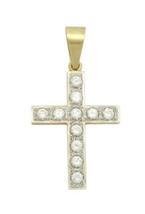 9ct Yellow Gold Gemstone Cross Pendant