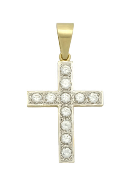 9ct Yellow Gold Gemstone Cross Pendant
