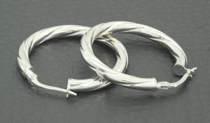 9ct White Gold Hoop Earrings - Image 4