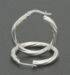 9ct White Gold Hoop Earrings
