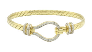 9ct Yellow Gold Gemstone Loop Bangle