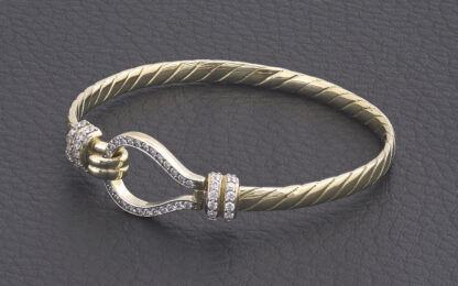 9ct Yellow Gold Gemstone Loop Bangle - Image 4