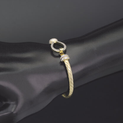 9ct Yellow Gold Gemstone Loop Bangle - Image 2