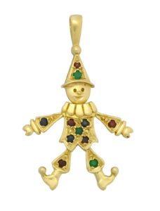 9ct Yellow Gold Gemstone Clown Pendant